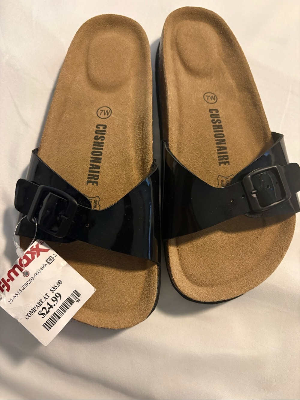 Cushionaire Women's Black Gloss Slide Sandals